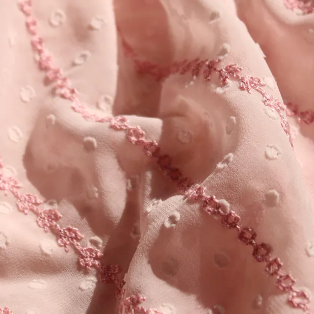 Hanfu Embroidery Flower High end Chiffon Fabric Dress Clothing Cherry Powder - Shop at LoveMi