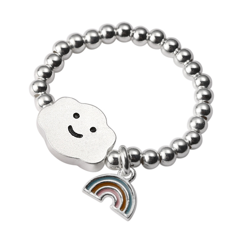 Sterling Silver Hand Threaded Bungee Cord Design Ring