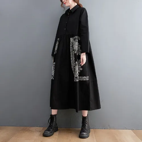 Big Plus Size MM Loose Long Dress Black - Shop at LoveMi