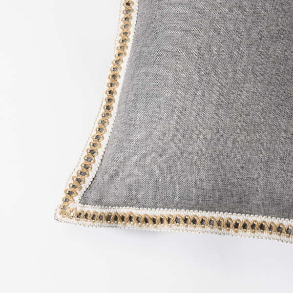 Set Of 2 Throw Pillow Covers Vintage Linen Trimmed Cushion Covers,20in X20in