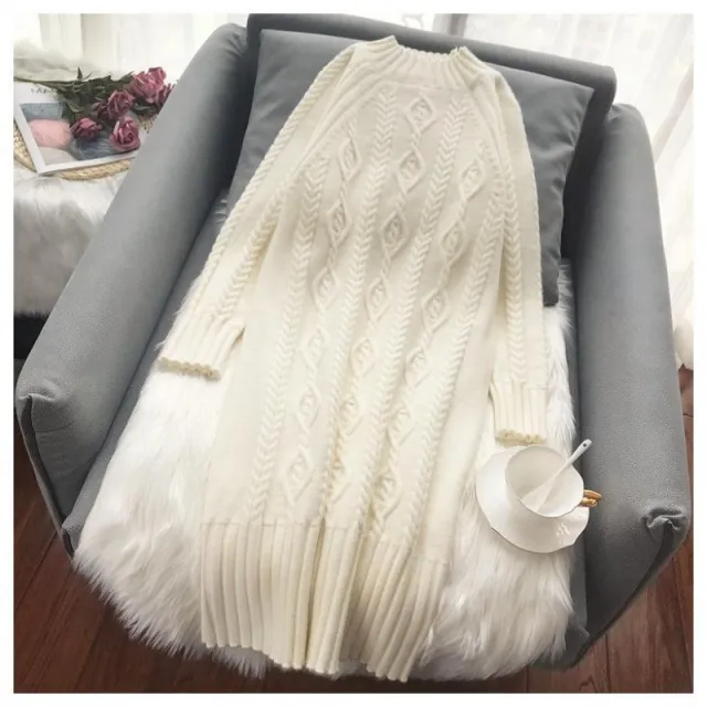 Soft And Thickened Woolen Dress For Women Beige - Shop at LoveMi