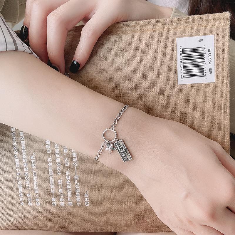 Sterling Silver Five-pointed Star 1947 Tag Stitching Bracelet