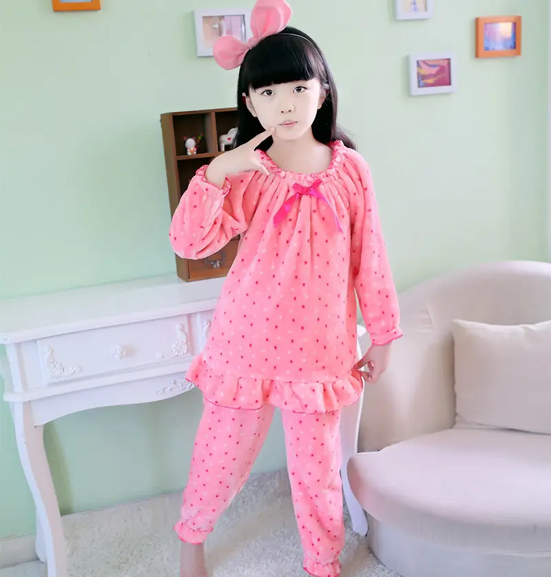 Girls' Thermal Pajamas Coral Fleece Parent-child Suit