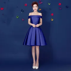 Bridesmaid Annual Party Etiquette Short Dress - Royal Blue - View 1