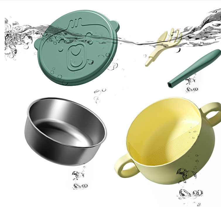 88a92d2b 38dd 46bc a2a3 3890afe0c305 - Stainless Steel Cartoon Baby Side Food Bowl Double Ear Soup