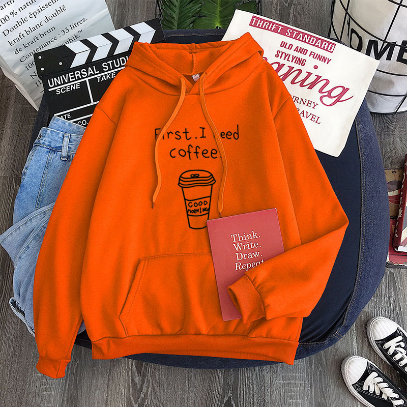 Title 8, All-match Personality First I Need Coffee Hoodie