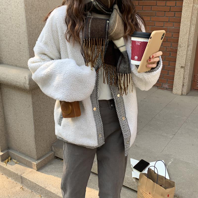 Lamb Wool Coat On Both Sides In Winter Short Thick Warm Cotton Jacket