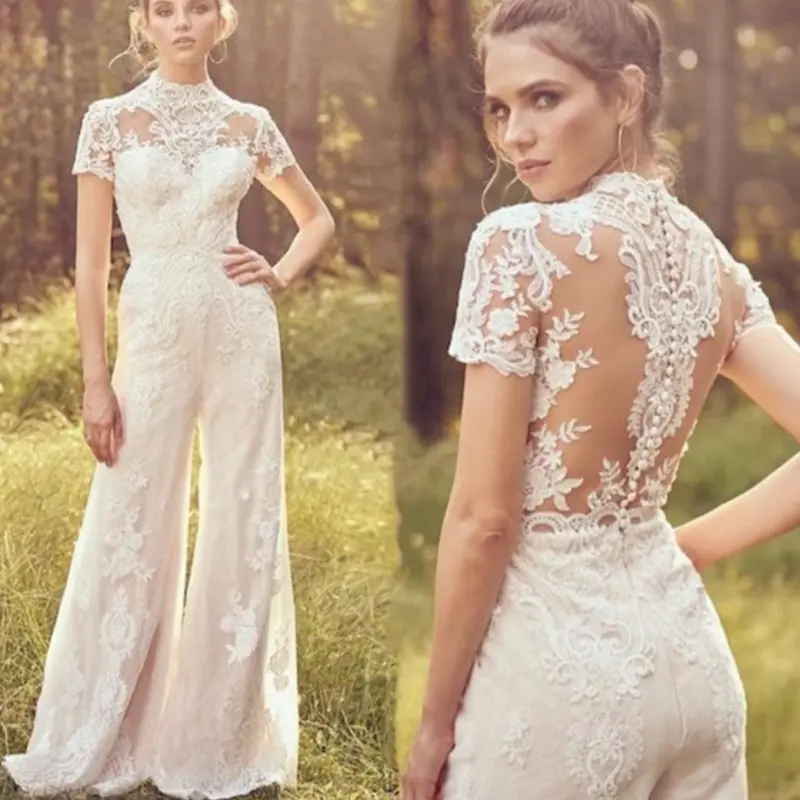 Bride Pants Suit Wedding Bridal Gowns Short
