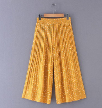 Fashion High-waist All-match Pleated Polka Dot Print Wide-leg Pants