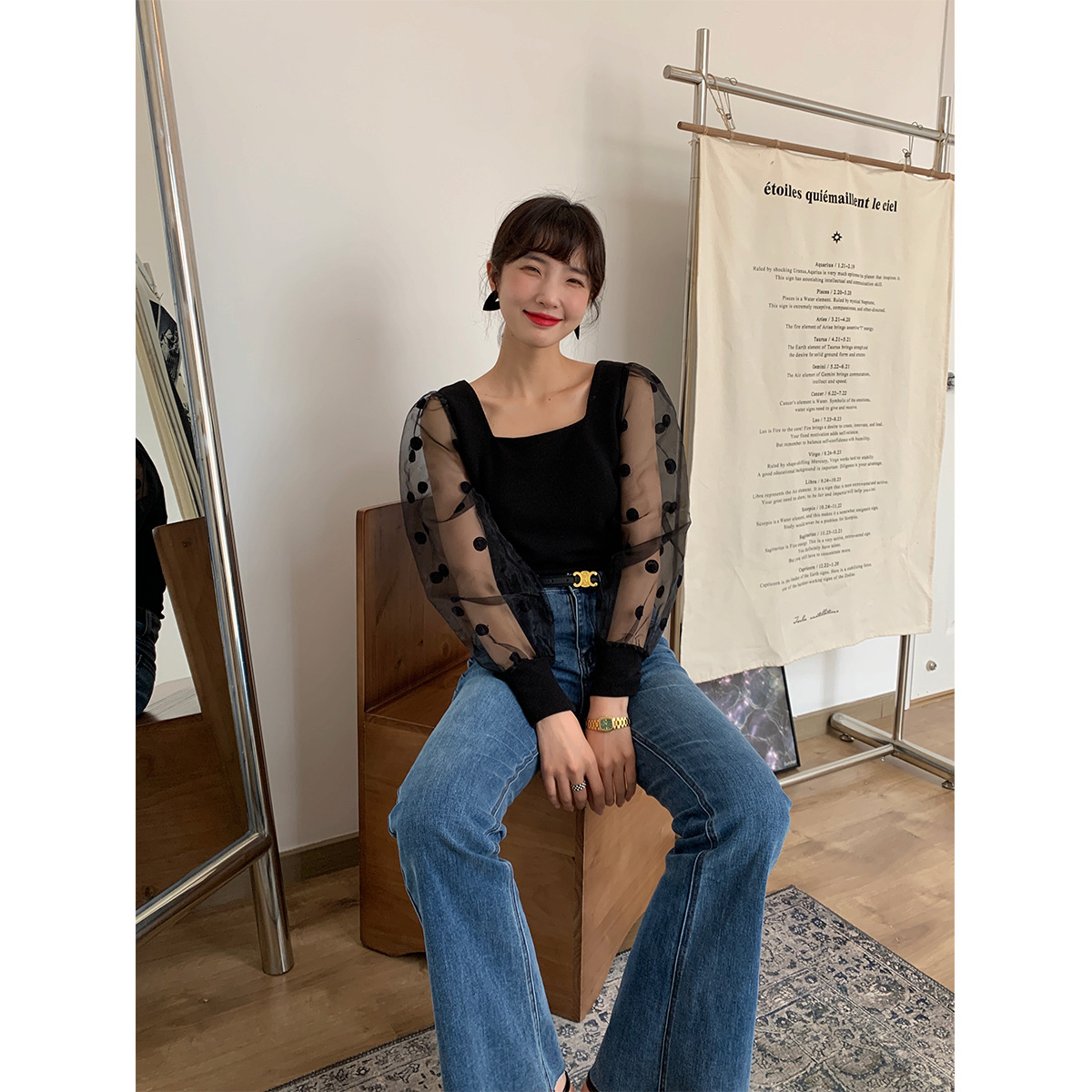 Ladies Black Fashion Personality Spring Top