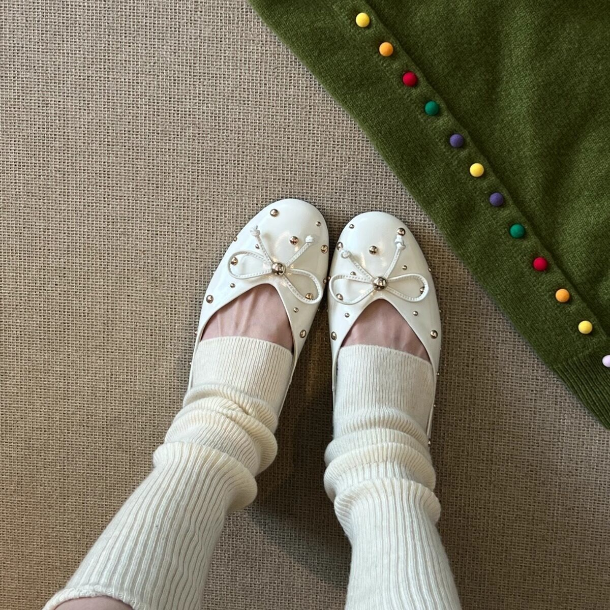 Round Toe Bow Rivet Slip-On Flats, French Style Gentle Low-cut Loafers Women Casual Moccasins