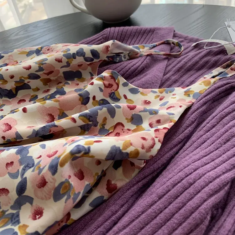 Draping Chiffon Retro Floral Female Sling