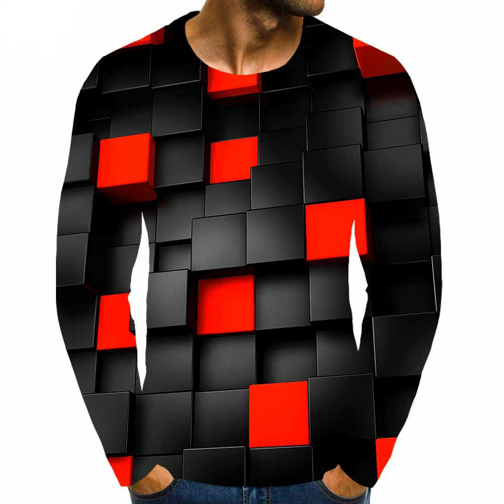 Title 3, Square Mens Long Sleeve T-Shirt with 3D Digita...