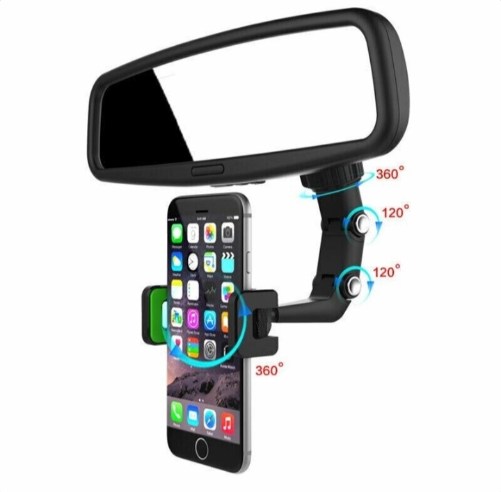 Car Rearview Mirror Rotation Adjustable Phone Holder Mount Multifunction