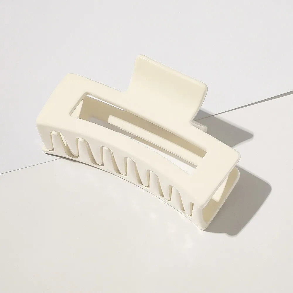 Japan And South Korea Simple Large Square Hollow Grab Clip - White