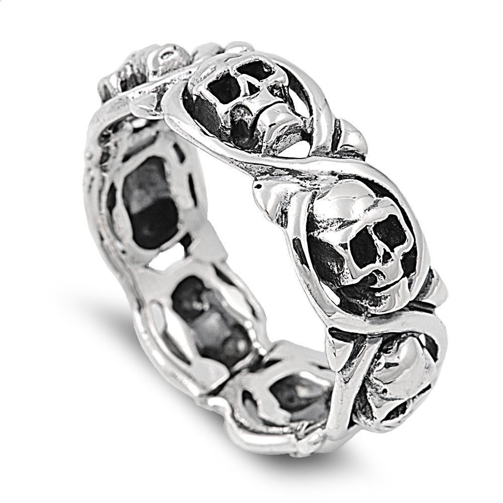 Zhenrong Ebay Hot Sale Halloween Full Circle Skull Ring