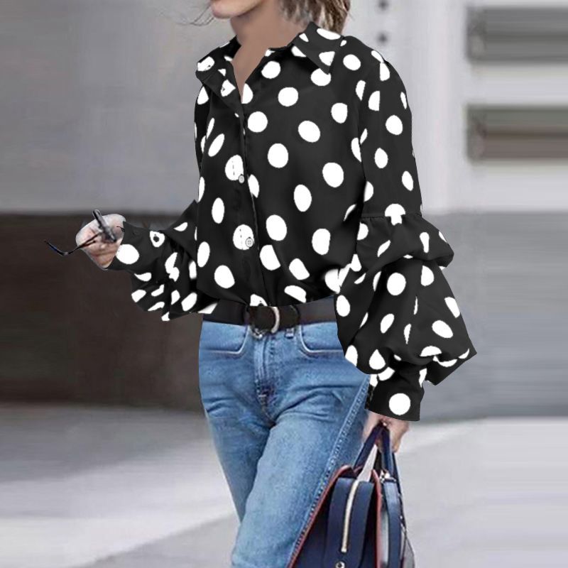 Title 4, Ladies Loose Slim Leopard Print Polka Dot Long ...