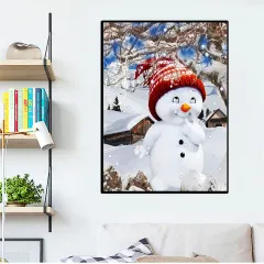 3D DIY Full Diamond Square Diamond Embroidery Christmas Snowman Diamond Painting Art Rhinestone Handmade Gift - Round - View 1