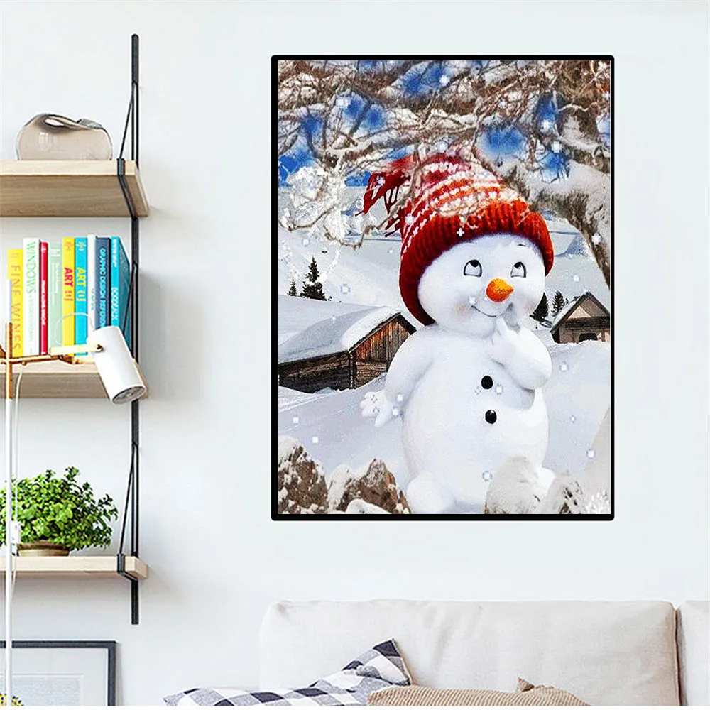 3D DIY Full Diamond Square Diamond Embroidery Christmas Snowman Diamond Painting Art Rhinestone Handmade Gift - Round