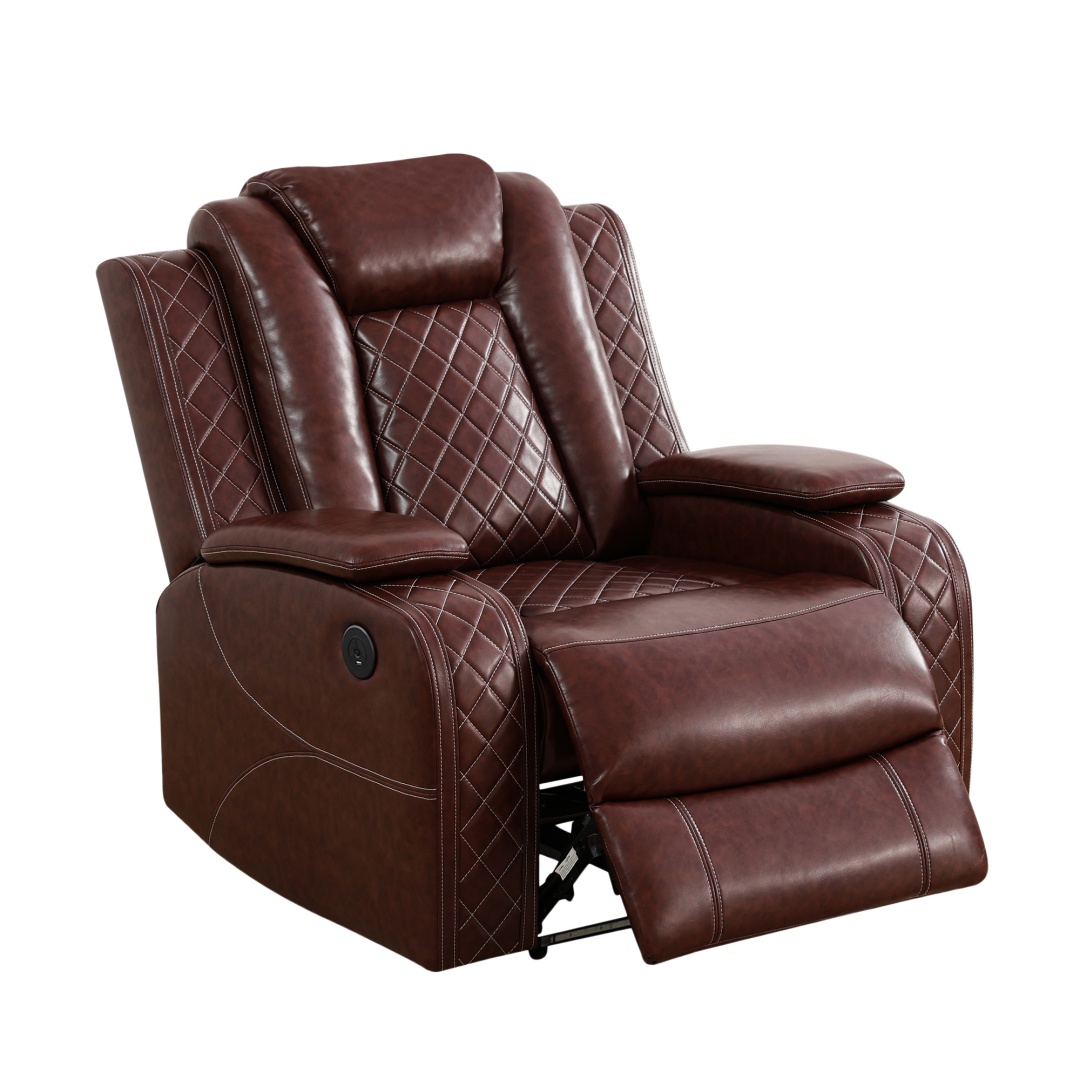 Pickup Only--Red Breathing Leather 3-Piece Living Room Recliner Sofa Set