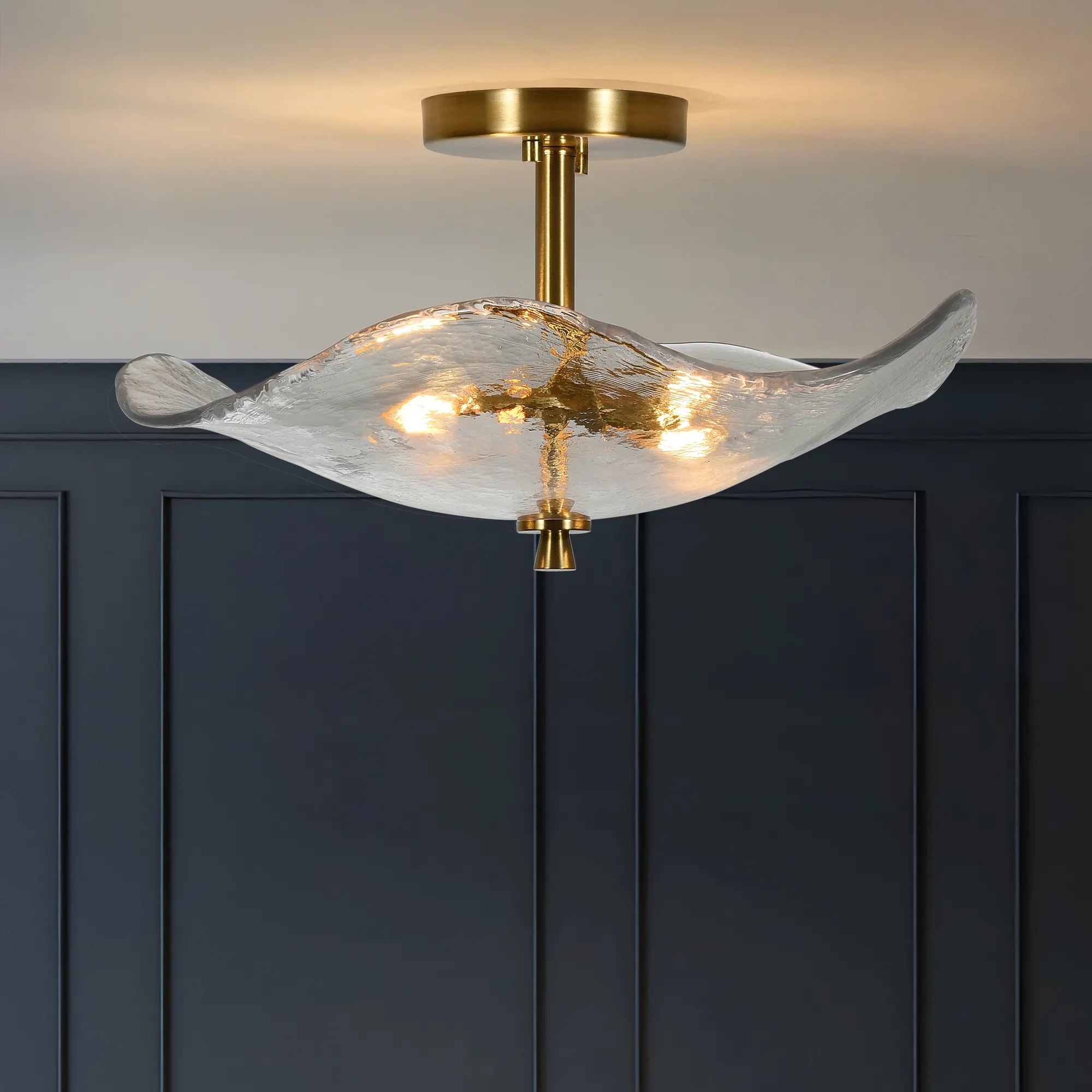 16.5inch Glass Semi Flush Mount Ceiling Light