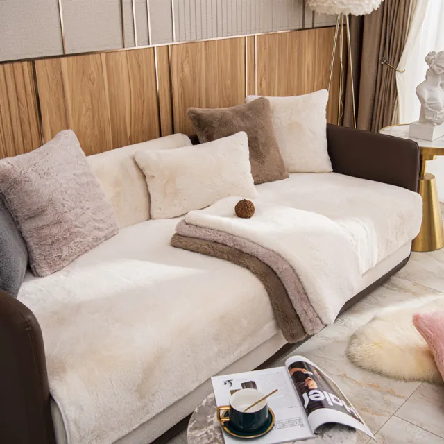 Autumn And Winter Sofa Cushion Warm Plush Rabbit White - Shop at LoveMi