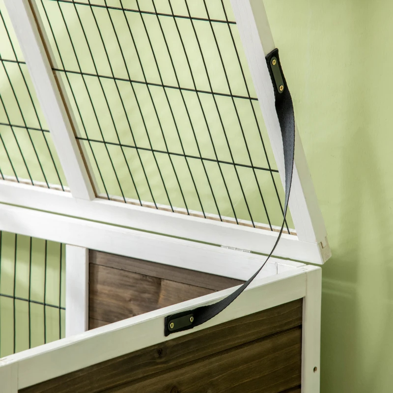 PawHut Wood Rabbit Hutch, Elevated Guinea Pig Cage With Run, Coffee