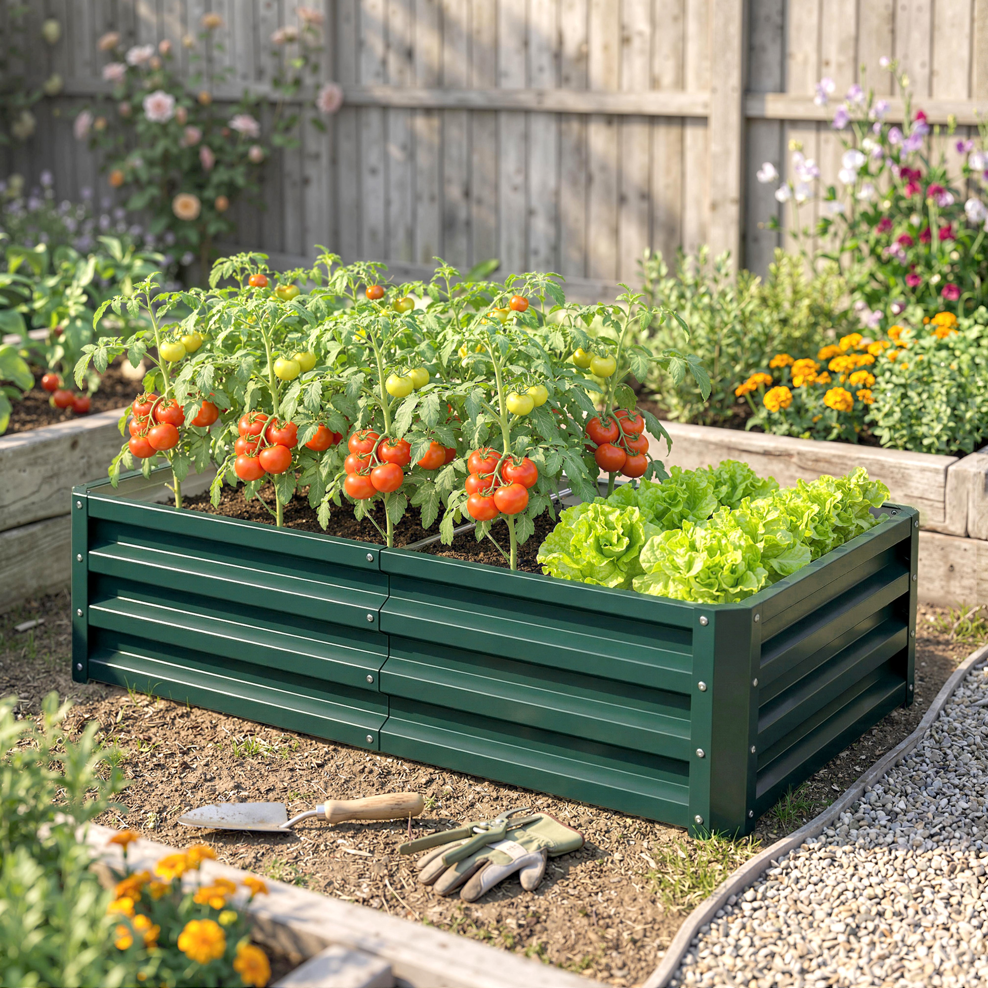 Garden Elevated Flower Beds, Galvanized Outdoor Planting Boxes, Suitable — image 3