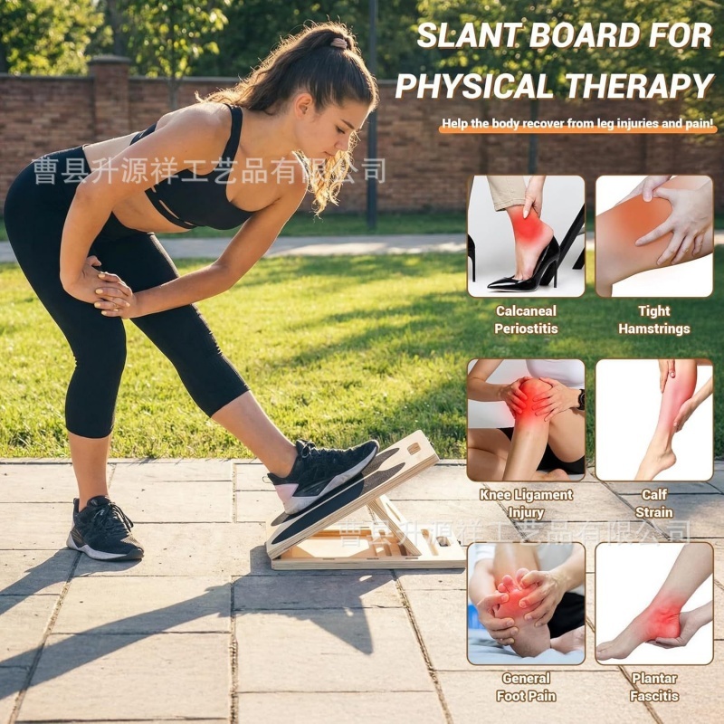 2-in-1 Adjustable Non-Slip Calf & Hamstring Stretcher For Heel Elevated Squat — image 10