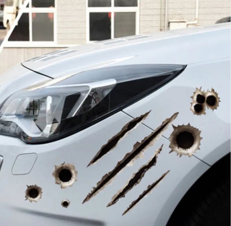 Simulation Bullet Hole Scratches Cover Decorative Car