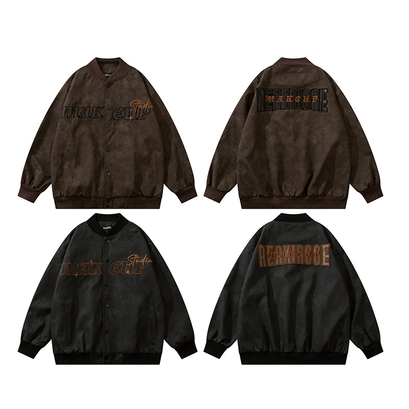 Fashion Flower Baseball Leather Jacket