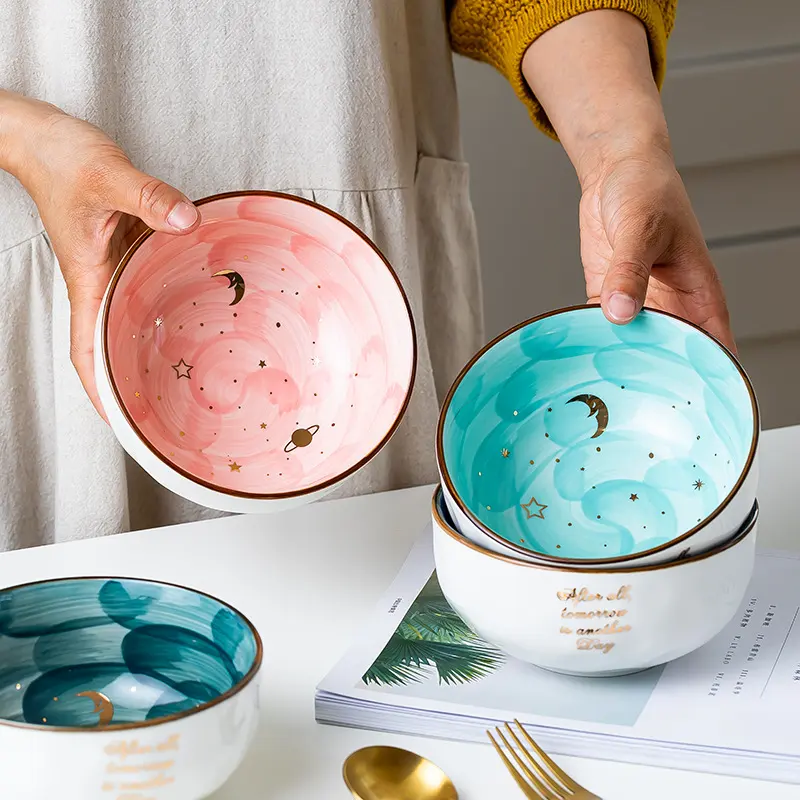 Ceramic Breakfast Salad Bowl with Cute Eating