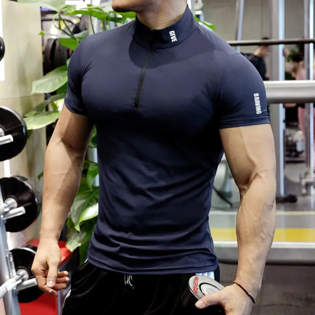 Fitness Exercise Tight Short Sleeve Navy - Shop at LoveMi
