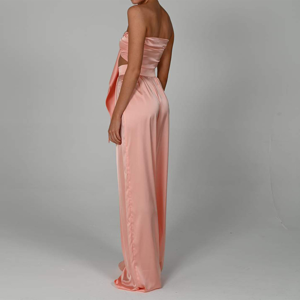 Double-layer Silky Bowknot High Waist High Elasticity  Loose Two-piece Suit