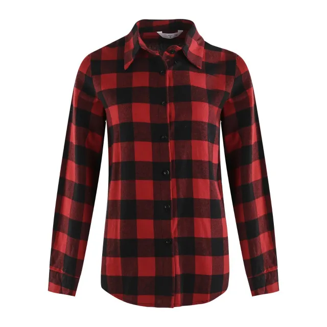Red Plaid Shirt Stand Collar Loose Single Breasted Red And Black Grid - Shop at LoveMi