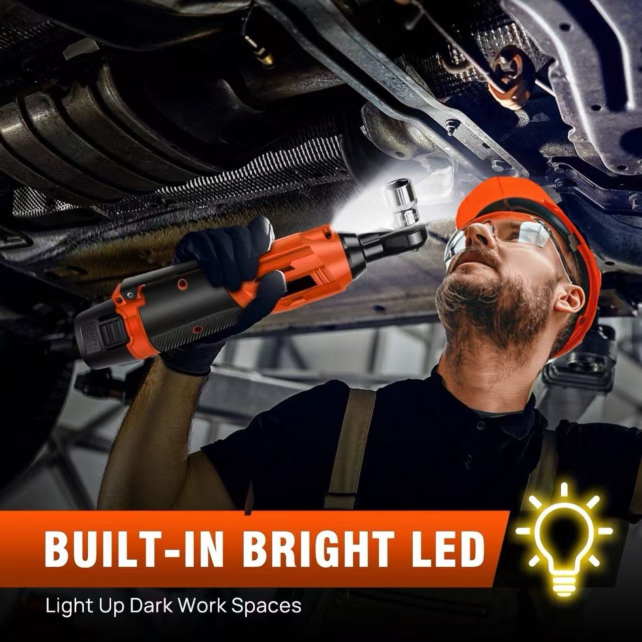Cordless Electric Ratchet Wrench, 90 Angle 200NM 38, 12V, 2 Batteries, Quick — image 11