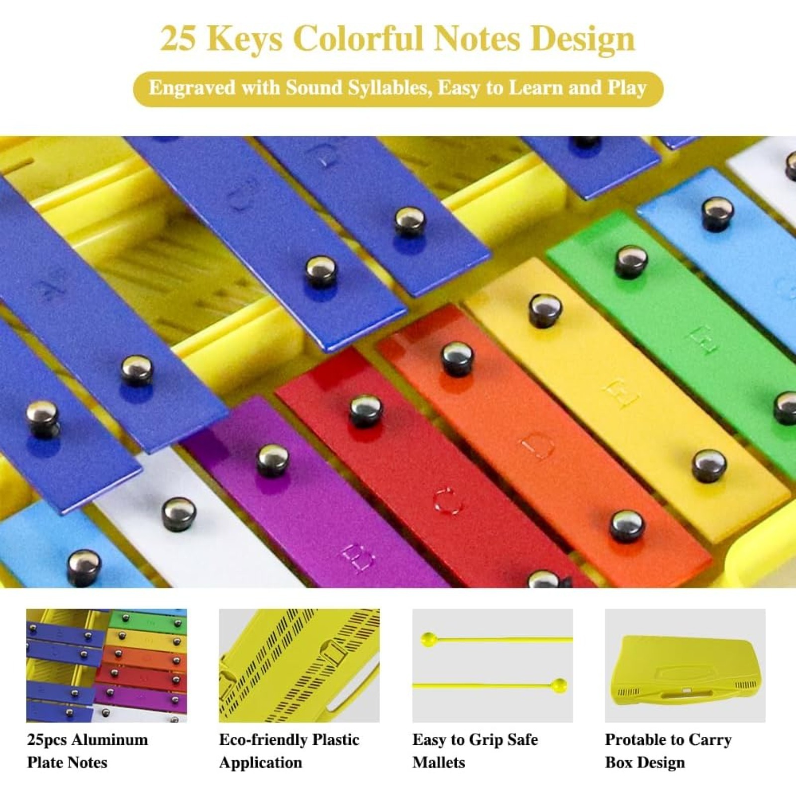 25 Notes Glockenspiel Xylophone, Percussion Instrument With Hard Case And Safe — image 5