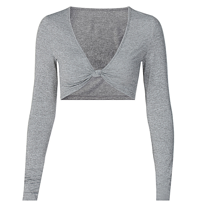 Title 3, Long Sleeve V Neck Cropped Navel T-Shirt Foreig...