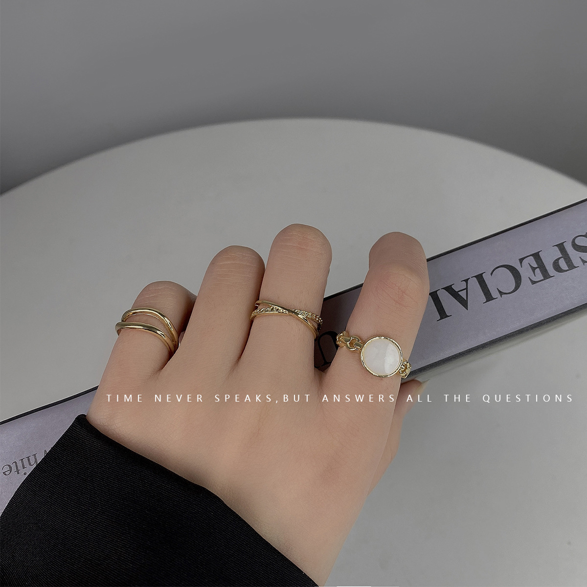 Korean Three-piece  Painting Oil Ring Men And Women Simple Temperament Can Be
