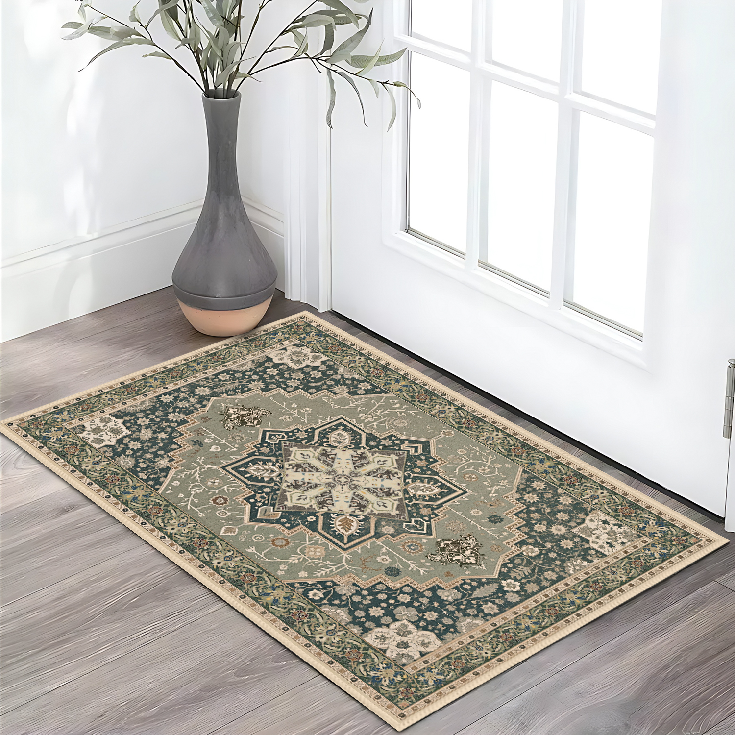 Boho Kitchen Rug Mat Sets 3 Piece, Farmhouse Non Slip Kitchen Rug Runner, Washable Non Skid Kitchen Rugs, Bohemian Kitchen Floor Mat For Entryway Laundry Room 6