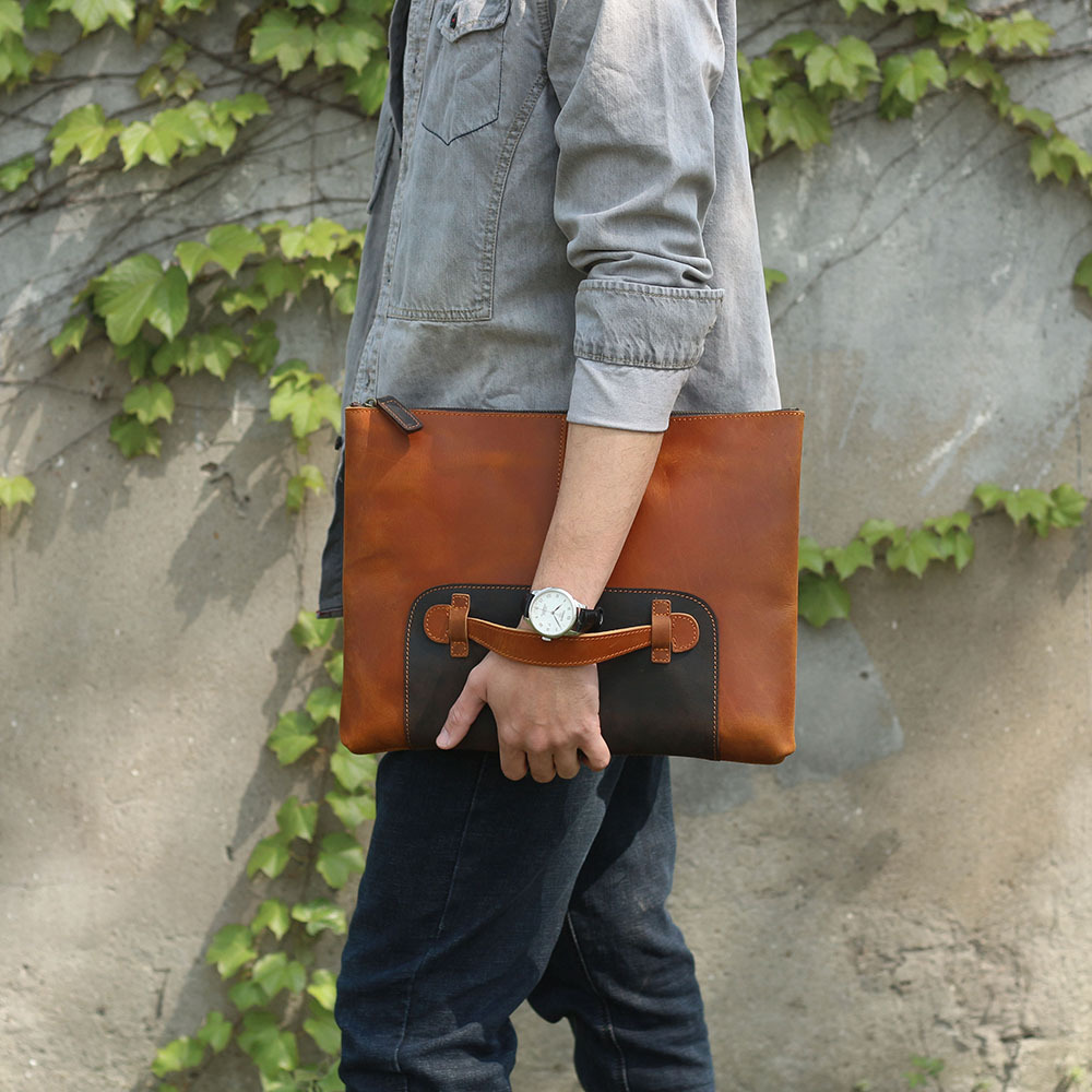 Simple Retro First Layer Cowhide Large Capacity Men's Clutch - Image 3