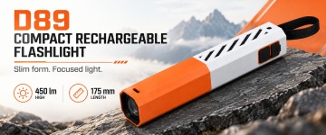 D89 դյուրակիր լապտեր՝ Type-C, SOS և ստրոբոսկոպային ռեժիմներով, 450 լմ, 18650 մարտկոցով