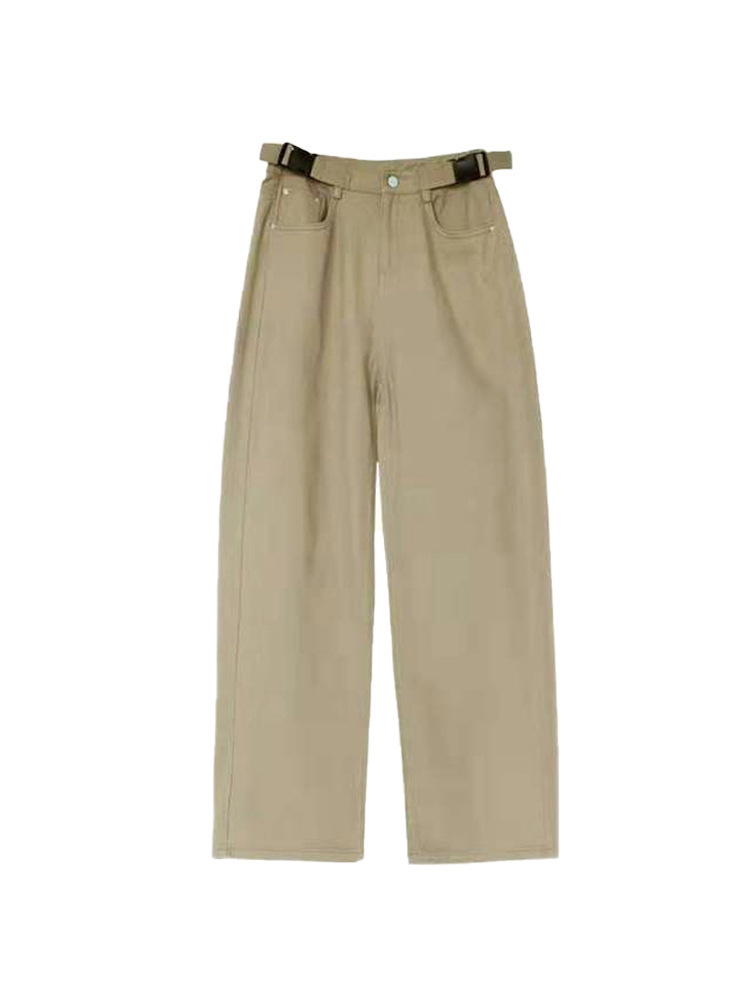 Title 3, Loose High Waist Khaki Straight Wide-leg Slacks