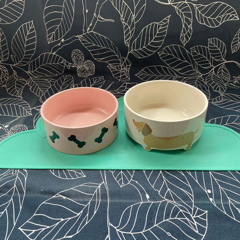 Ceramic Pet Bowl Cartoon Dachshund High Foot Heightened Food Bowl
