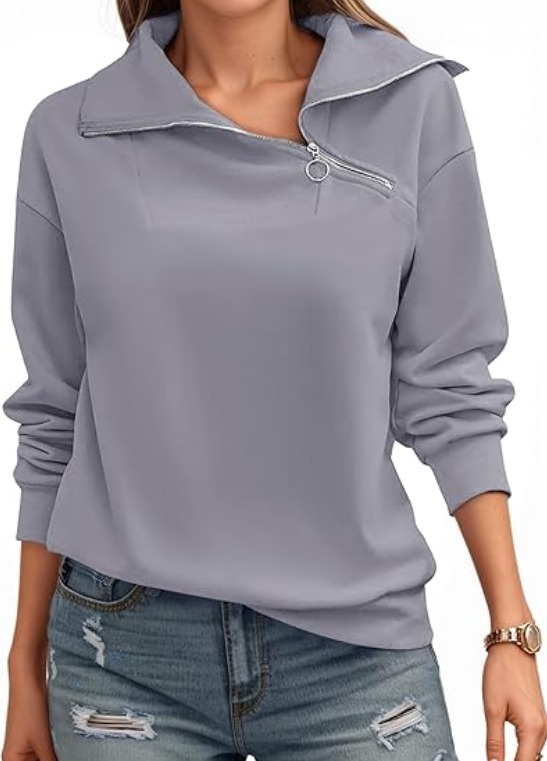 Women’s zipper turtleneck pullover sweatshirt