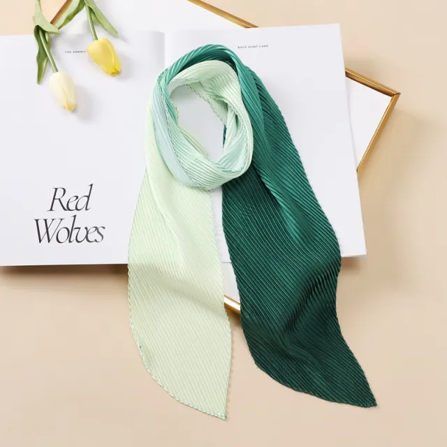 Color Blocking Small Ribbon Scarf Women's Pleated Hair Band Yz108 10X130Cm - Shop at LoveMi