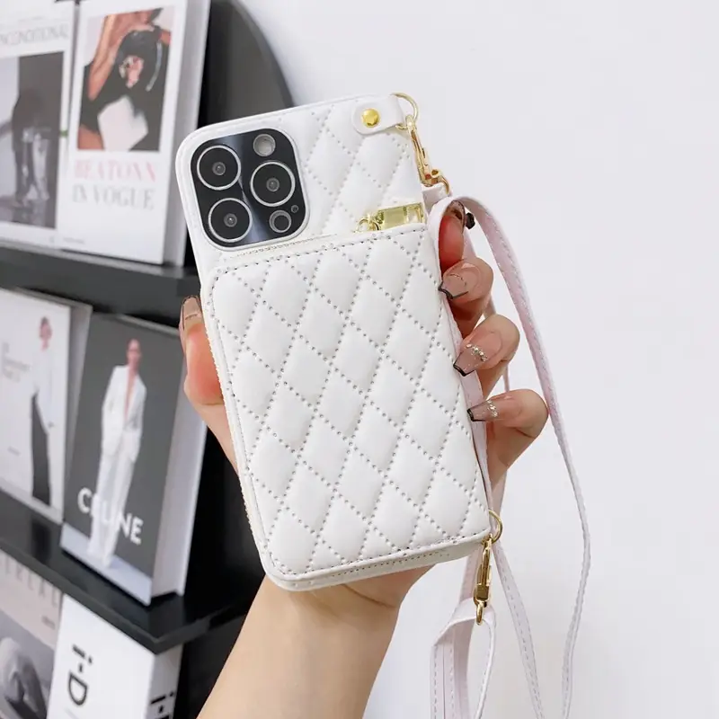Card Bag Sheepskin Mobile Phone Case Card Insert Diagonal Female