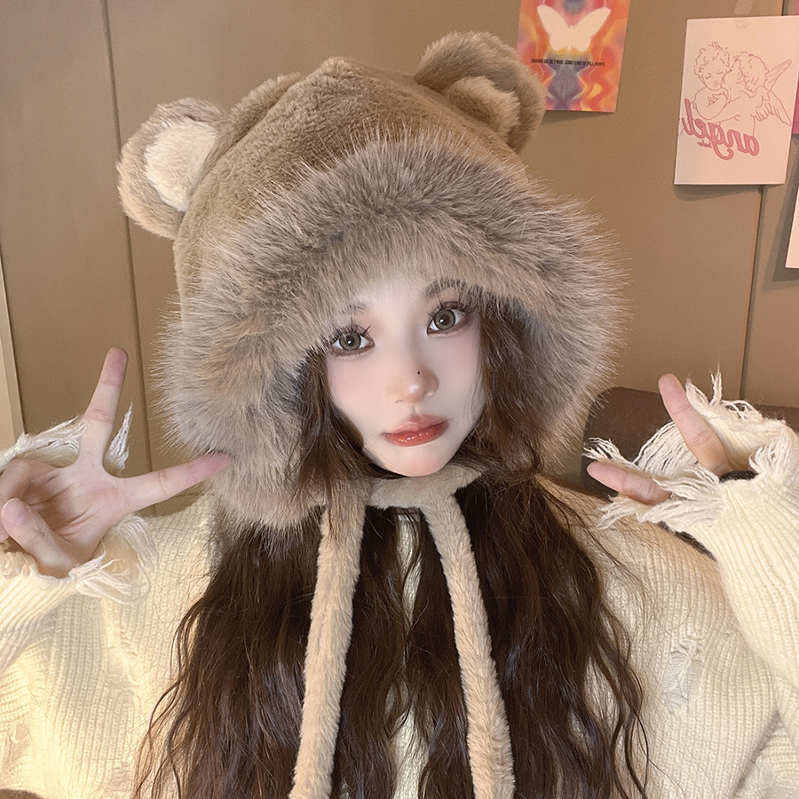 Winter New Cream Sweet Girl Lace Plush Hat