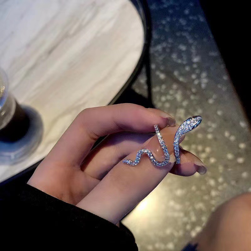 Ins Style Snake Ring, Unique Wraparound Design Adjustable Index Finger Ring, Cool Elegant Band For Women & BFFs