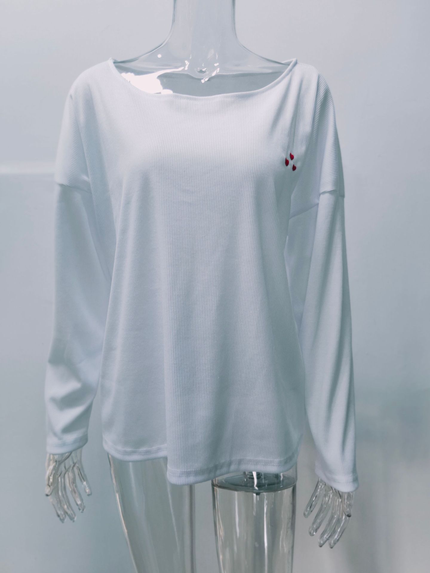 Title 6, Loose Solid Color Embroidery Love Long Sleeves